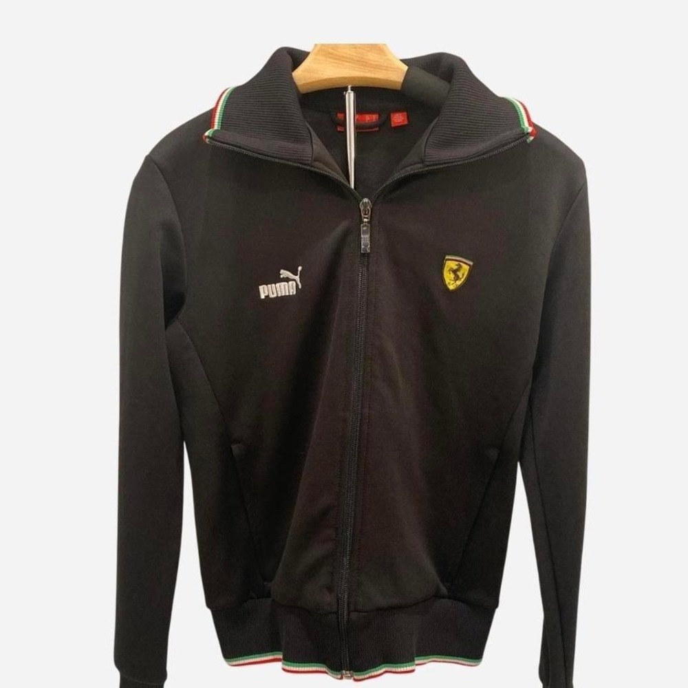 Vintage Black Puma zip-up jacket‎ with Ferrari logo